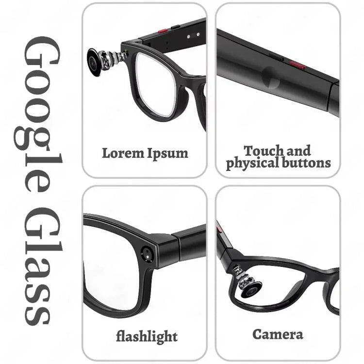 AIMB-G1 Smartbrille mit 5-MP-Kamera und KI-Echtzeitübersetzung, 1080p-Videostabilisierung, 3-Linsen-Set, AIMB-G1