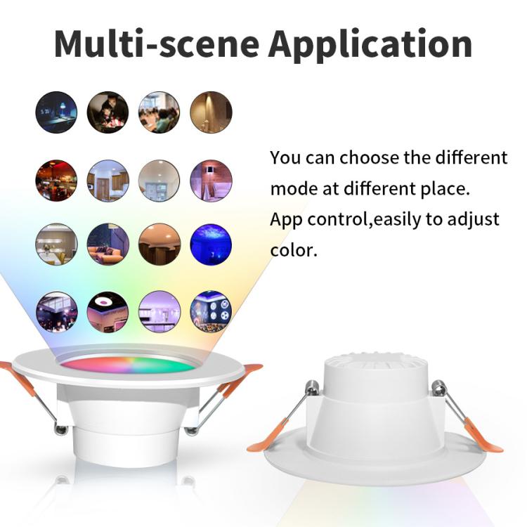 Kompatibel mit Tuya WIFI & Bluetooth Einbauleuchte RGB+CW+WW Dimmbares LED Downlight, 5W 2,5 Zoll, 7W 3,5 Zoll, 10W 4 Zoll, 15W 6 Zoll
