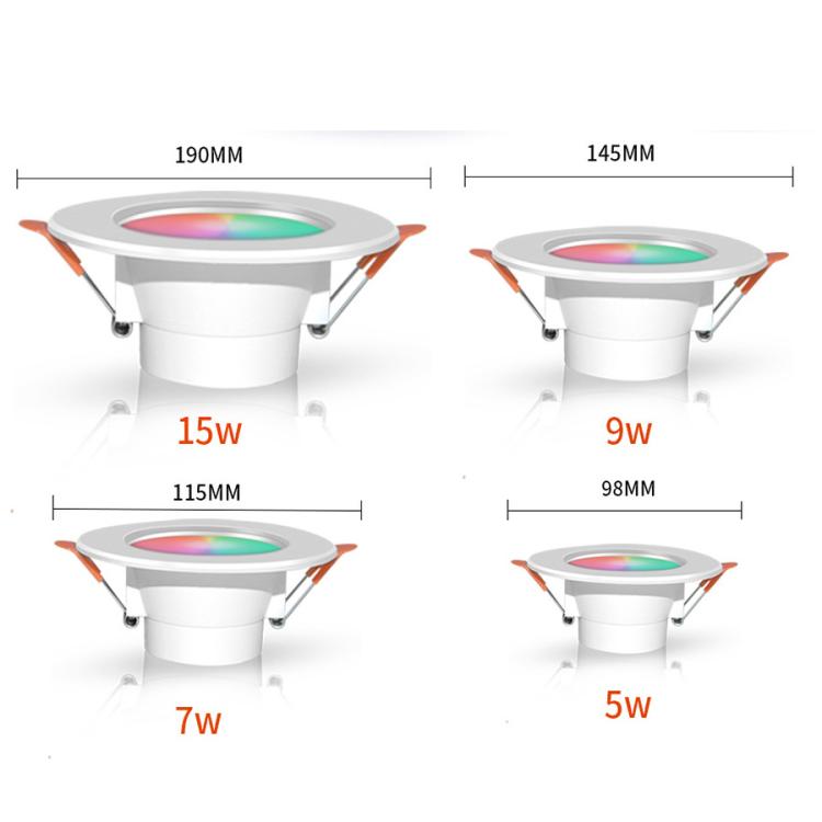 Kompatibel mit Tuya WIFI & Bluetooth Einbauleuchte RGB+CW+WW Dimmbares LED Downlight, 5W 2,5 Zoll, 7W 3,5 Zoll, 10W 4 Zoll, 15W 6 Zoll