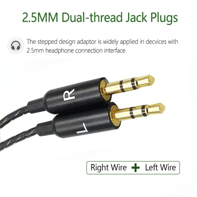 3.5mm auf Dual 2.5mm Kopfhörerkabel Audio-Ersatzkabel, für Sol Republic Master Tracks HD V8 V10 V12 X3, 1.2m