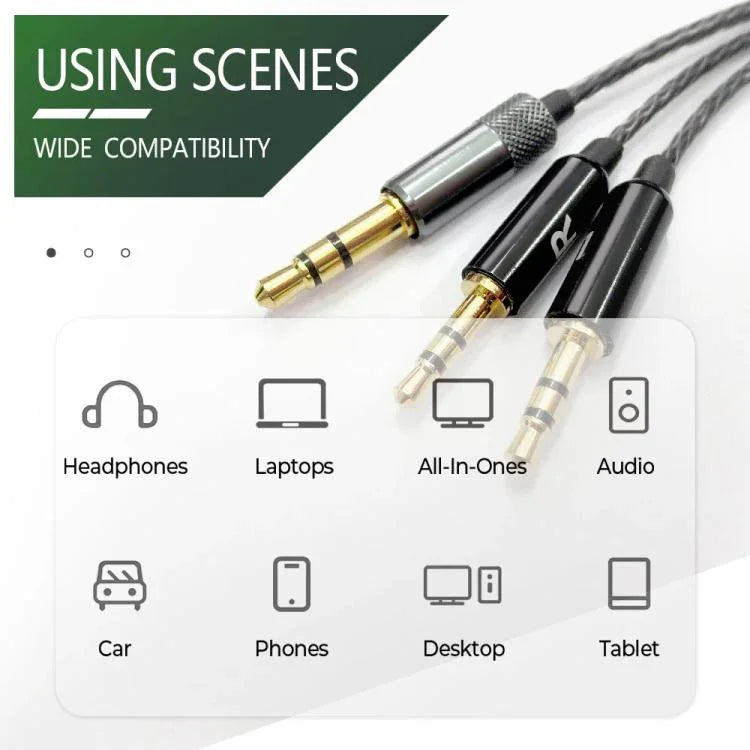 3.5mm auf Dual 2.5mm Kopfhörerkabel Audio-Ersatzkabel, für Sol Republic Master Tracks HD V8 V10 V12 X3, 1.2m