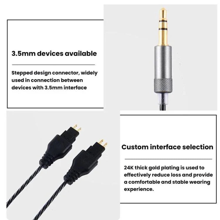 Kopfhörer-Audiokabel für Sennheiser HD414 / HD650 / HD600 / HD580 / HD660S, 2m, 1,2m