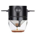 Tragbarer papierloser Kaffeefilterbecher Kaffeetropf-Filterkegel, Weiß, Schwarz, Schwarz mit Basis, Weiß mit Basis