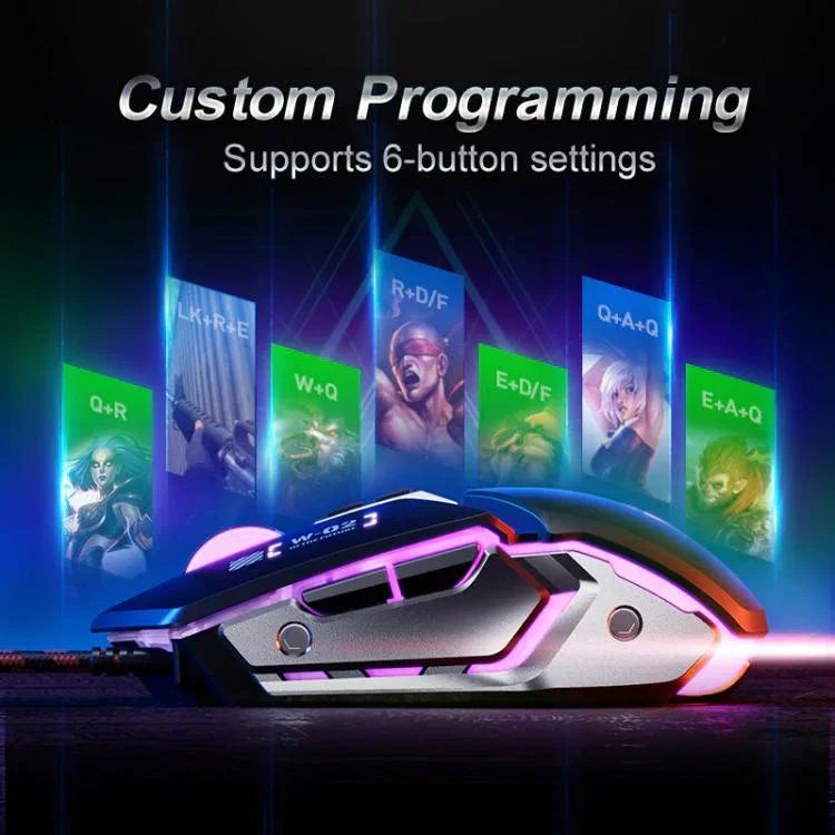 Inphic W-02 USB Kabelgebundene Gaming-Maus Makroprogrammierbare Beleuchtete Computermaus