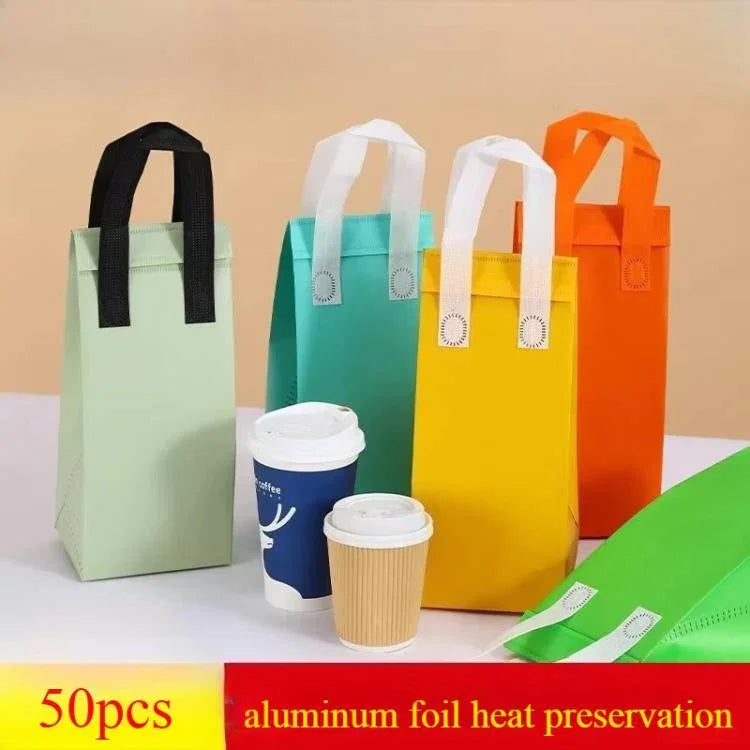 Aluminiumfolie Thermo-Liefertasche, 50 Beutel pro Packung, Größe: 21x26x11cm, Klein 21x26x11cm, Mittel 24x24x15cm, Groß 26x26x17cm, Extra Groß 30x30x20cm