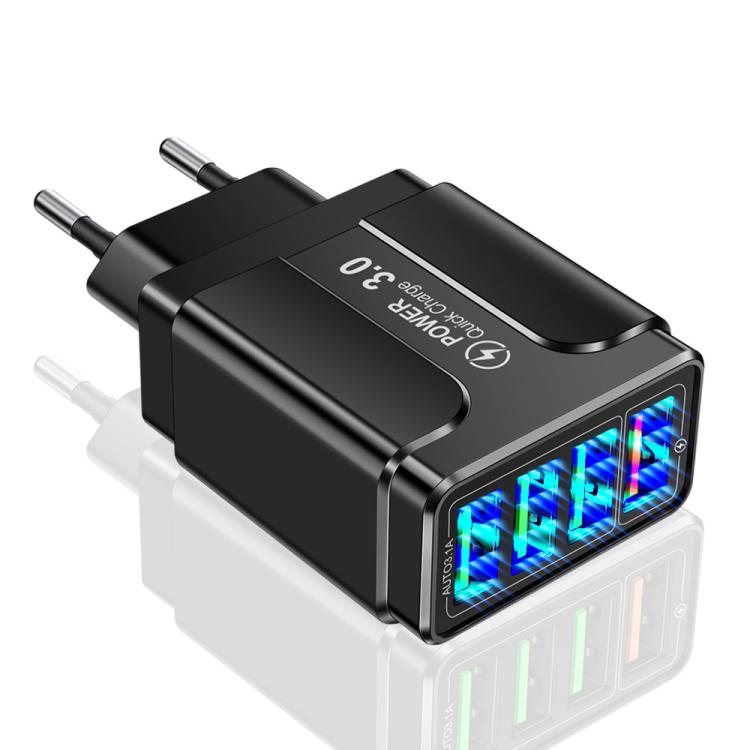 5.1A QC3.0 Schnellladefähiges 4-Port-USB-Handyladegerät, EU-Stecker, US-Stecker, UK-Stecker