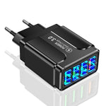 5.1A QC3.0 Schnellladefähiges 4-Port-USB-Handyladegerät, EU-Stecker, US-Stecker, UK-Stecker