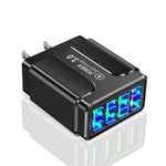 5.1A QC3.0 Schnellladefähiges 4-Port-USB-Handyladegerät, EU-Stecker, US-Stecker, UK-Stecker