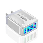 5.1A QC3.0 Schnellladefähiges 4-Port-USB-Handyladegerät, EU-Stecker, US-Stecker, UK-Stecker