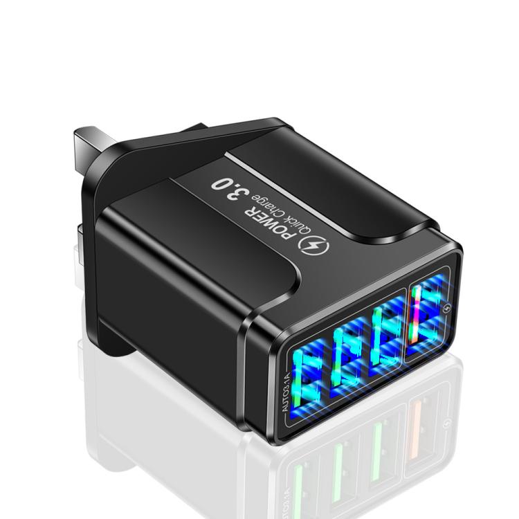 5.1A QC3.0 Schnellladefähiges 4-Port-USB-Handyladegerät, EU-Stecker, US-Stecker, UK-Stecker