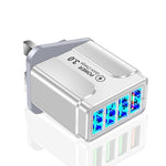 5.1A QC3.0 Schnellladefähiges 4-Port-USB-Handyladegerät, EU-Stecker, US-Stecker, UK-Stecker