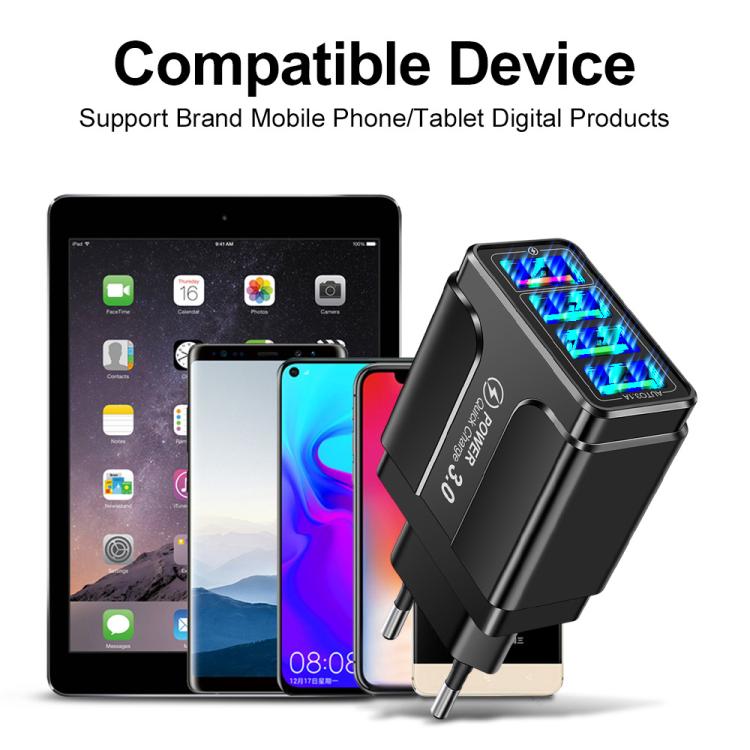 5.1A QC3.0 Schnellladefähiges 4-Port-USB-Handyladegerät, EU-Stecker, US-Stecker, UK-Stecker