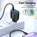 5.1A QC3.0 Schnellladefähiges 4-Port-USB-Handyladegerät, EU-Stecker, US-Stecker, UK-Stecker