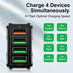 5.1A QC3.0 Schnellladefähiges 4-Port-USB-Handyladegerät, EU-Stecker, US-Stecker, UK-Stecker