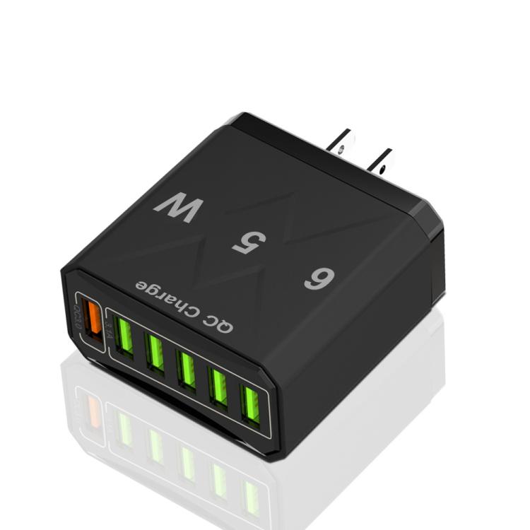 65W 6USB Ports QC3.0 Fast Charging Cell Phone Charger, EU Plug (Black), EU Plug (White), US Plug (Black), US Plug (White), UK Plug (Black), UK Plug (White)