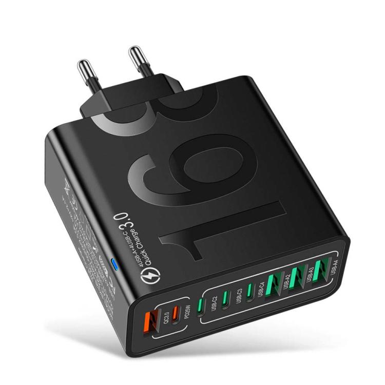 150W 4USB+4Type-C 8-Port QC3.0 Schnelllade-Handyladegerät, EU-Stecker (Schwarz), EU-Stecker (Weiß), EU-Stecker (Gelb), US-Stecker (Schwarz), US-Stecker (Weiß), US-Stecker (Gelb), UK-Stecker (Schwarz), UK-Stecker (Weiß), UK-Stecker (Gelb)