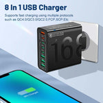 150W 4USB+4Type-C 8-Port QC3.0 Schnelllade-Handyladegerät, EU-Stecker (Schwarz), EU-Stecker (Weiß), EU-Stecker (Gelb), US-Stecker (Schwarz), US-Stecker (Weiß), US-Stecker (Gelb), UK-Stecker (Schwarz), UK-Stecker (Weiß), UK-Stecker (Gelb)