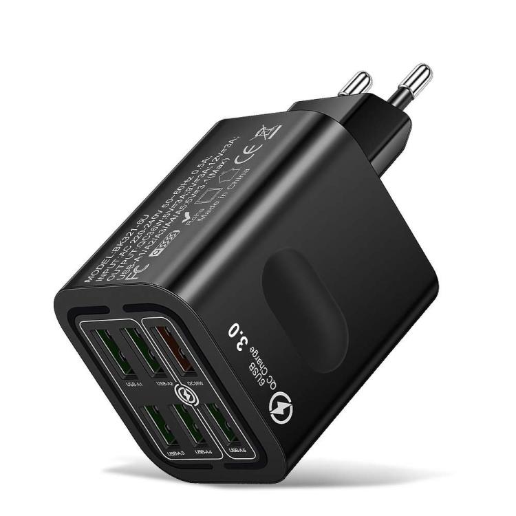 BK321 6USB Multi-Port Schnelllade-Telefonladegerät, EU-Stecker (Schwarz), EU-Stecker (Weiß), EU-Stecker (Gelb), US-Stecker (Schwarz), US-Stecker (Weiß), US-Stecker (Gelb), UK-Stecker (Schwarz), UK-Stecker (Weiß), UK-Stecker (Gelb)