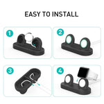 For Apple Watch / Earphone AhaStyle DD97 Storage Base 2 In 1 Desktop Charging Silicone Dock