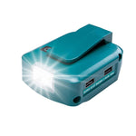 Für Makita 14,4V/18V Lithium-Akku Adapter mit LED-Beleuchtung, Dual USB + DC