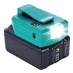 Für Makita 14,4V/18V Lithium-Akku Adapter mit LED-Beleuchtung, Dual USB + DC