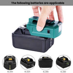 Für Makita 14,4V/18V Lithium-Akku Adapter mit LED-Beleuchtung, Dual USB + DC