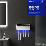 Intelligenter UV-Zahnbürstensterilisator und -trockner mit Bewegungssensor, Zeitanzeige, USB-C-Schnellladung, bohrfreier Wandhalterung