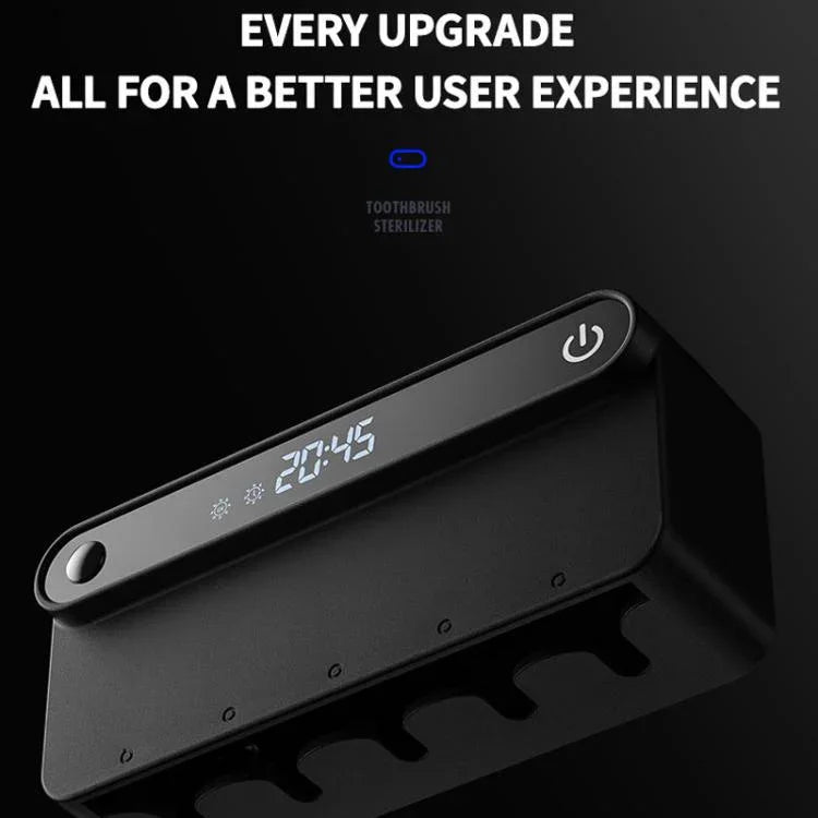 Intelligenter UV-Zahnbürstensterilisator und -trockner mit Bewegungssensor, Zeitanzeige, USB-C-Schnellladung, bohrfreier Wandhalterung