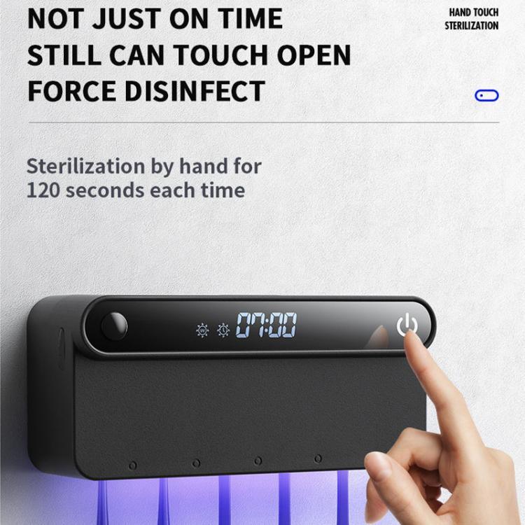 Intelligenter UV-Zahnbürstensterilisator und -trockner mit Bewegungssensor, Zeitanzeige, USB-C-Schnellladung, bohrfreier Wandhalterung