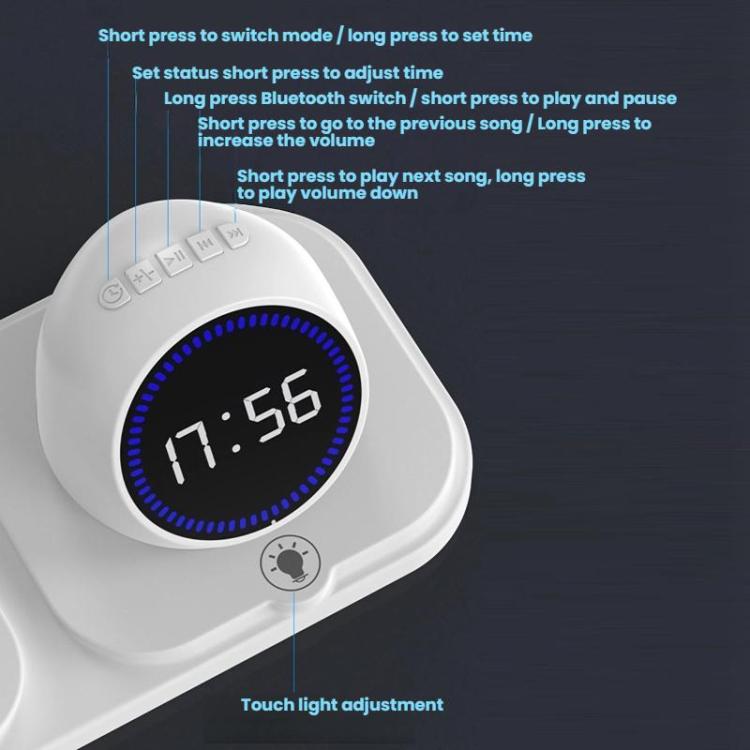 6-in-1 Desktop magnetische kabellose Ladenuhr Countdown RGB Bluetooth-Lautsprecher