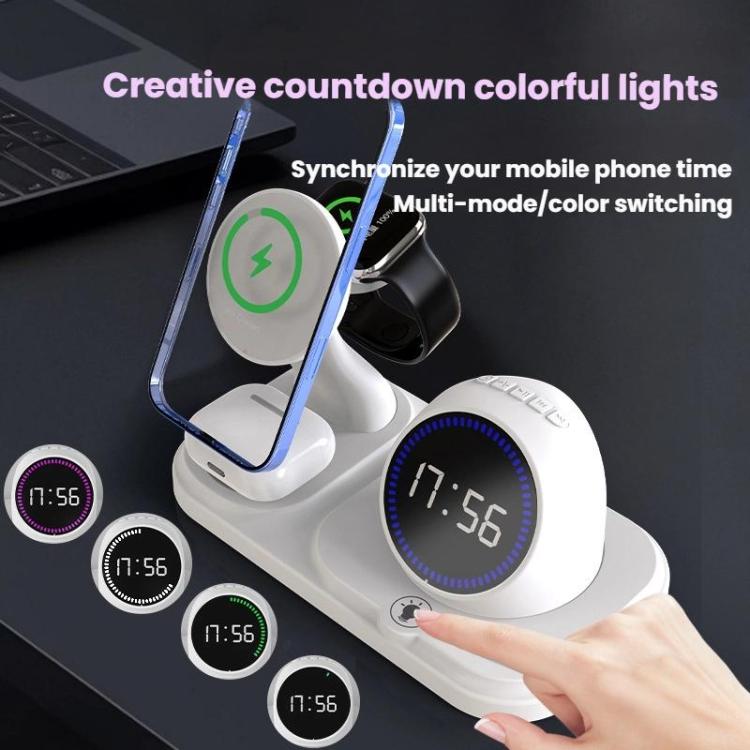 6-in-1 Desktop magnetische kabellose Ladenuhr Countdown RGB Bluetooth-Lautsprecher