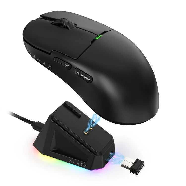 Ajazz 2.4G / Kabelgebundene Dual-Mode-Gaming-Maus PAW3395 Chip, AJ159P mit Ladestation Schwarz, AJ159P mit Ladestation Weiß, AJ159 Weiß