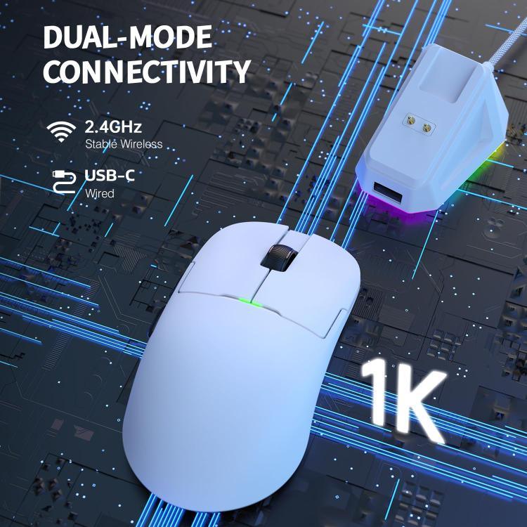 Ajazz 2.4G / Kabelgebundene Dual-Mode-Gaming-Maus PAW3395 Chip, AJ159P mit Ladestation Schwarz, AJ159P mit Ladestation Weiß, AJ159 Weiß