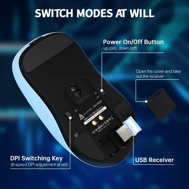 Ajazz 2.4G / Kabelgebundene Dual-Mode-Gaming-Maus PAW3395 Chip, AJ159P mit Ladestation Schwarz, AJ159P mit Ladestation Weiß, AJ159 Weiß