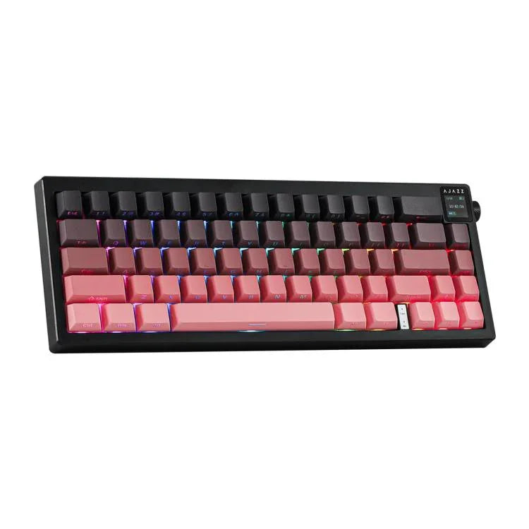 Ajazz AK650 Tri-Mode Kabellose Mechanische Tastatur mit Bildschirm, Knopf und RGB-Beleuchtung, Flying Fish Switch Lila Weiß Blau, Dream Switch Lila Weiß Blau, Dream Switch Schwarz Grau Gelb, Dream Switch Seitenbeschriftung Gradient Blackberry