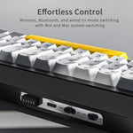 Ajazz AK650 Tri-Mode Kabellose Mechanische Tastatur mit Bildschirm, Knopf und RGB-Beleuchtung, Flying Fish Switch Lila Weiß Blau, Dream Switch Lila Weiß Blau, Dream Switch Schwarz Grau Gelb, Dream Switch Seitenbeschriftung Gradient Blackberry