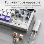 Ajazz AK650 Tri-Mode Kabellose Mechanische Tastatur mit Bildschirm, Knopf und RGB-Beleuchtung, Flying Fish Switch Lila Weiß Blau, Dream Switch Lila Weiß Blau, Dream Switch Schwarz Grau Gelb, Dream Switch Seitenbeschriftung Gradient Blackberry