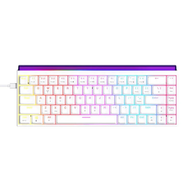 NACODEX NK68 Magnetische Achse Mechanische Dazzle Color Kabeltastatur Office Computer Gaming 68 Tasten Tastatur, Gewöhnliches Weiß, Konturlinie Weiß, Konturlinie Schwarz