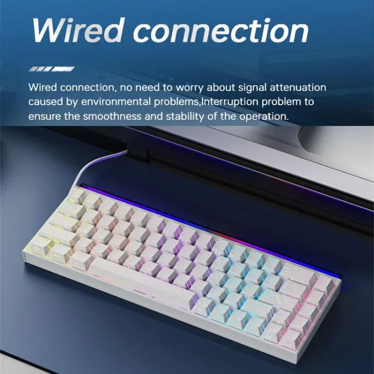 NACODEX NK68 Magnetische Achse Mechanische Dazzle Color Kabeltastatur Office Computer Gaming 68 Tasten Tastatur, Gewöhnliches Weiß, Konturlinie Weiß, Konturlinie Schwarz