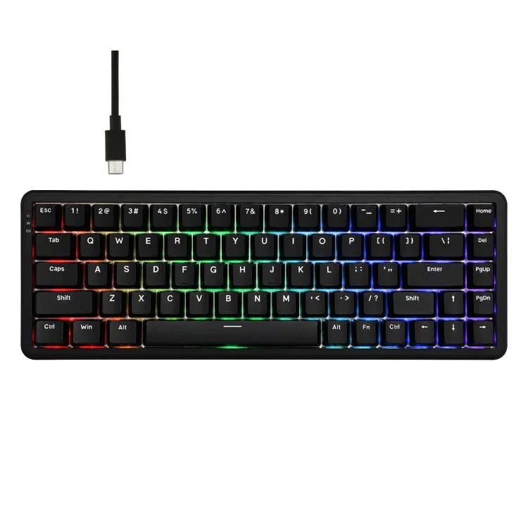 Ajazz AK680 MAX Magnetische Schaft Mechanische Kabeltastatur mit RGB-Beleuchtung, Schwarz, Weiß, Schwarz Grau Gelb, Blau Weiß Dunkelblau, Seitenbeschriftung Gradient Pink, Konturlinie Schwarz, Konturlinie Weiß