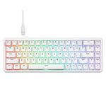 Ajazz AK680 MAX Magnetische Schaft Mechanische Kabeltastatur mit RGB-Beleuchtung, Schwarz, Weiß, Schwarz Grau Gelb, Blau Weiß Dunkelblau, Seitenbeschriftung Gradient Pink, Konturlinie Schwarz, Konturlinie Weiß
