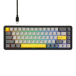 Ajazz AK680 MAX Magnetische Schaft Mechanische Kabeltastatur mit RGB-Beleuchtung, Schwarz, Weiß, Schwarz Grau Gelb, Blau Weiß Dunkelblau, Seitenbeschriftung Gradient Pink, Konturlinie Schwarz, Konturlinie Weiß