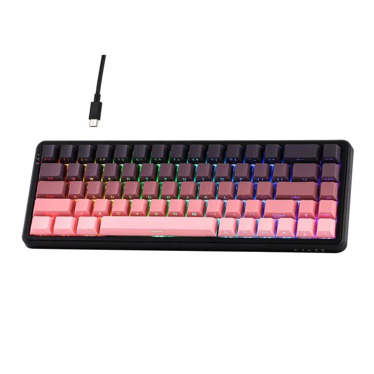 Ajazz AK680 MAX Magnetische Schaft Mechanische Kabeltastatur mit RGB-Beleuchtung, Schwarz, Weiß, Schwarz Grau Gelb, Blau Weiß Dunkelblau, Seitenbeschriftung Gradient Pink, Konturlinie Schwarz, Konturlinie Weiß