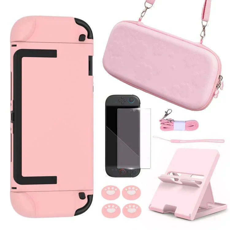 Für Nintendo Switch 2 Sakura Zubehör-Paket Tragetasche mit Hartschale, 4 Daumengriffe, Displayschutzfolie & Ständer, Bundle