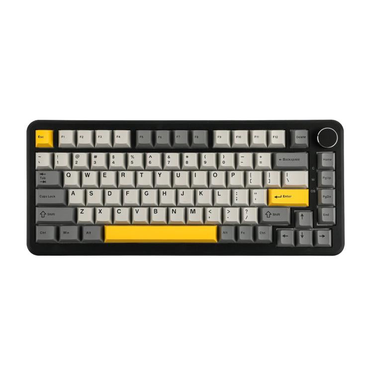 Ajazz AK820 MAX Hot-swap Gasket 75 Mechanische Tastatur mit RGB-Beleuchtung, Tri-mode Ice Cream Schalter Schwarz Grau Gelb, Kabelgebundener Magnetic Schalter Schwarz Grau Gelb, Kabelgebundener Magnetic Schalter Seitenbeschriftet Gradient Grau