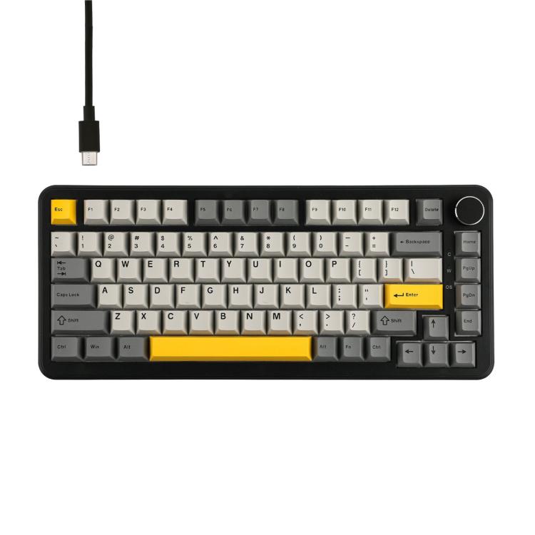 Ajazz AK820 MAX Hot-swap Gasket 75 Mechanische Tastatur mit RGB-Beleuchtung, Tri-mode Ice Cream Schalter Schwarz Grau Gelb, Kabelgebundener Magnetic Schalter Schwarz Grau Gelb, Kabelgebundener Magnetic Schalter Seitenbeschriftet Gradient Grau