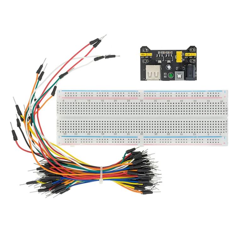 MB-102 Breadboard mit 830 Löchern + Strommodul + 65 Breadboard-Kabel