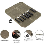 Messer-Organizer aus gewachstem Segeltuch, tragbare Picknick-Aufbewahrungstasche, 7 Fächer (Armeegrün), 7 Fächer (Khaki)