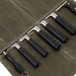 Messer-Organizer aus gewachstem Segeltuch, tragbare Picknick-Aufbewahrungstasche, 7 Fächer (Armeegrün), 7 Fächer (Khaki)