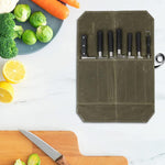 Messer-Organizer aus gewachstem Segeltuch, tragbare Picknick-Aufbewahrungstasche, 7 Fächer (Armeegrün), 7 Fächer (Khaki)